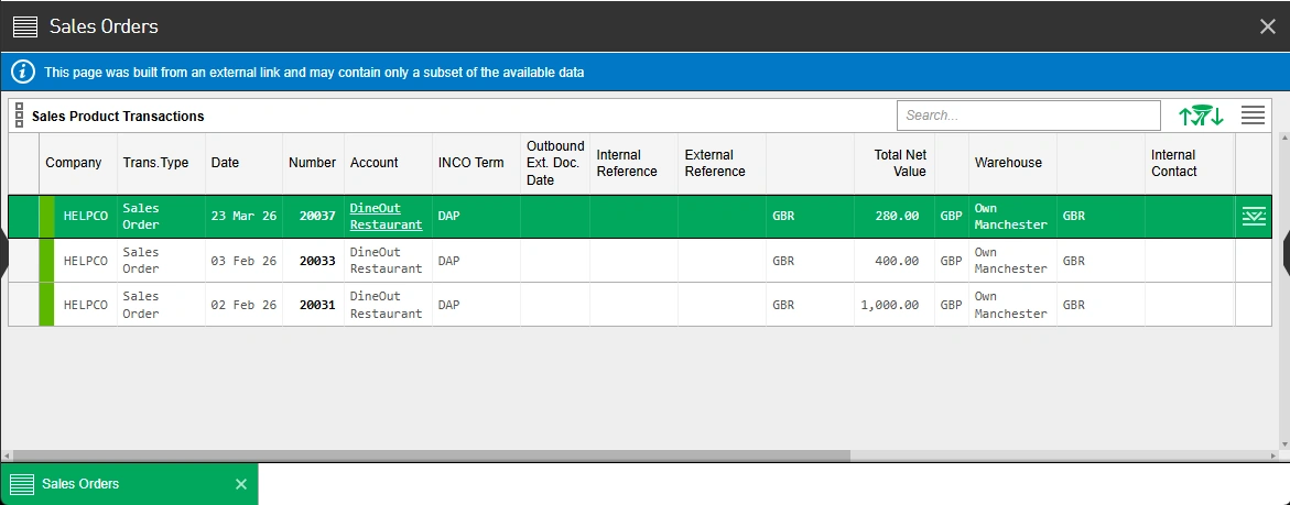 An opened Deep Link in EDP